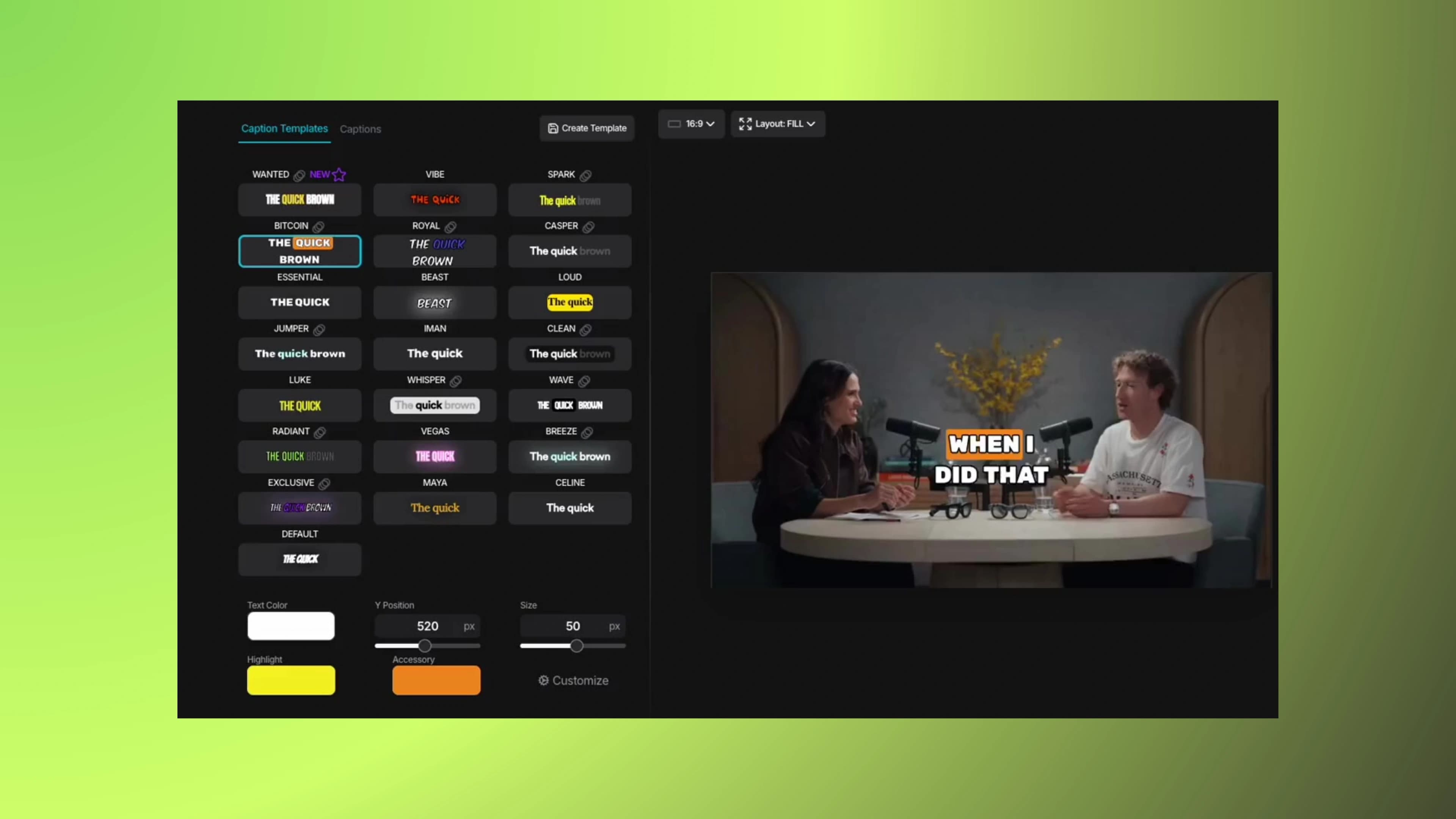 AI Video Caption Generator Interface